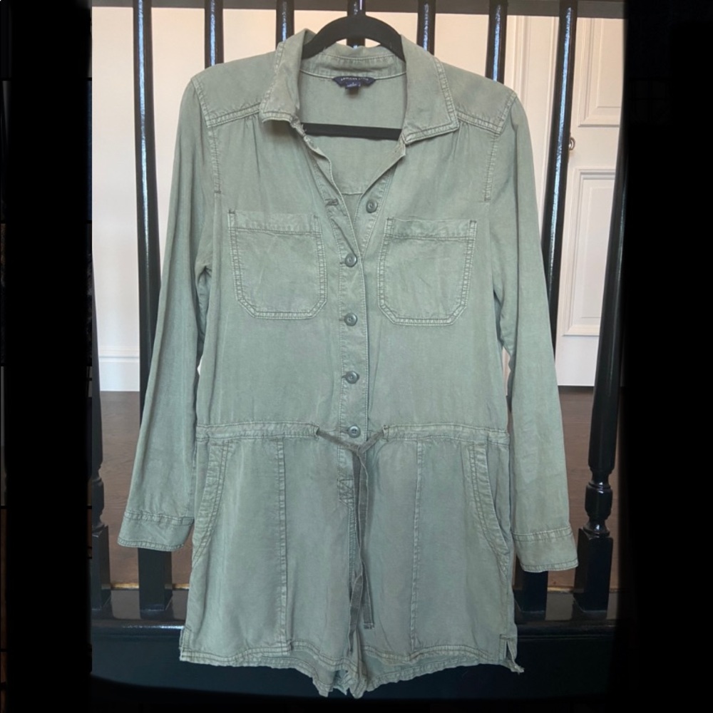 AMERICAN EAGLE Olive Green Utility Style Romper